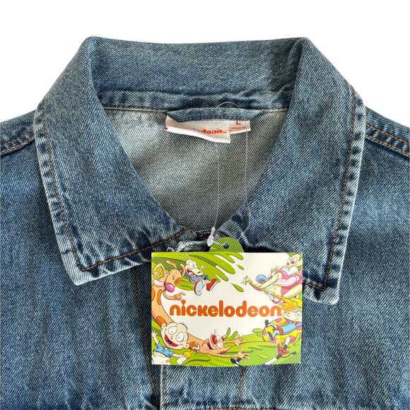 Nickelodeon 90s Rugrats Hey Arnold Ren Stimpy Oversized Denim Jacket Size Large - Picture 3 of 7